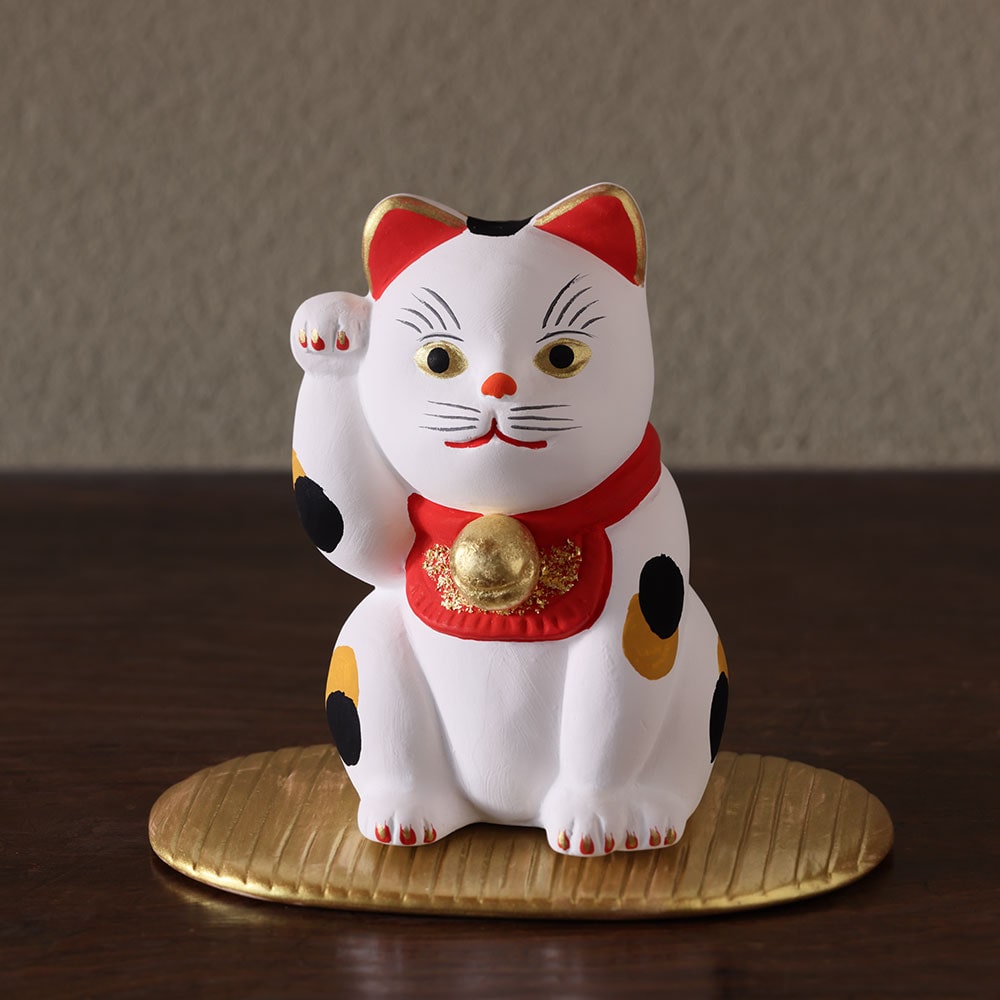 【婦人画報】招き猫(三毛猫) 小判付き 島田耕園人形工房