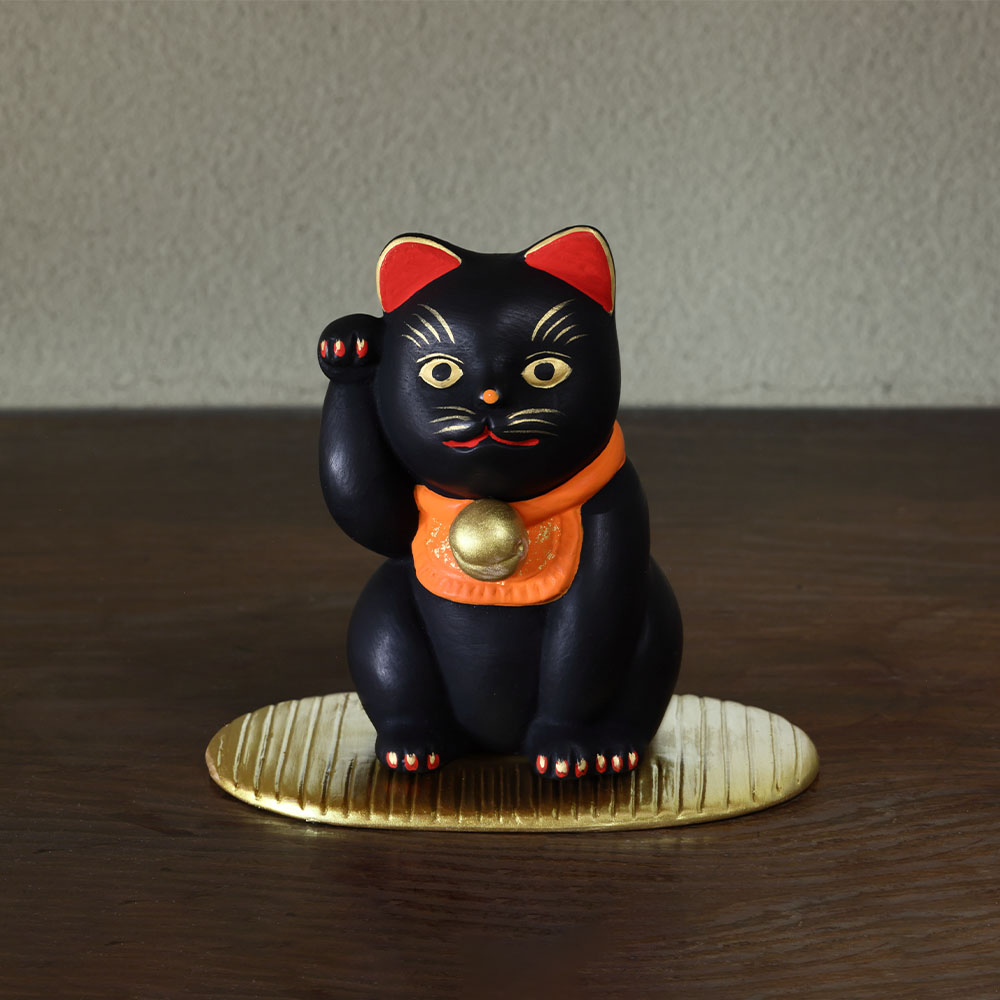 【婦人画報】招き猫(黒猫) 小判付き 島田耕園人形工房